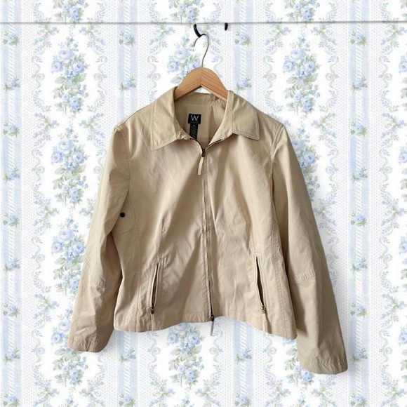 Work to Weekend Jackets & Blazers - Work to Weekend Women's 14 Cream lightweight zip up jacket with collar